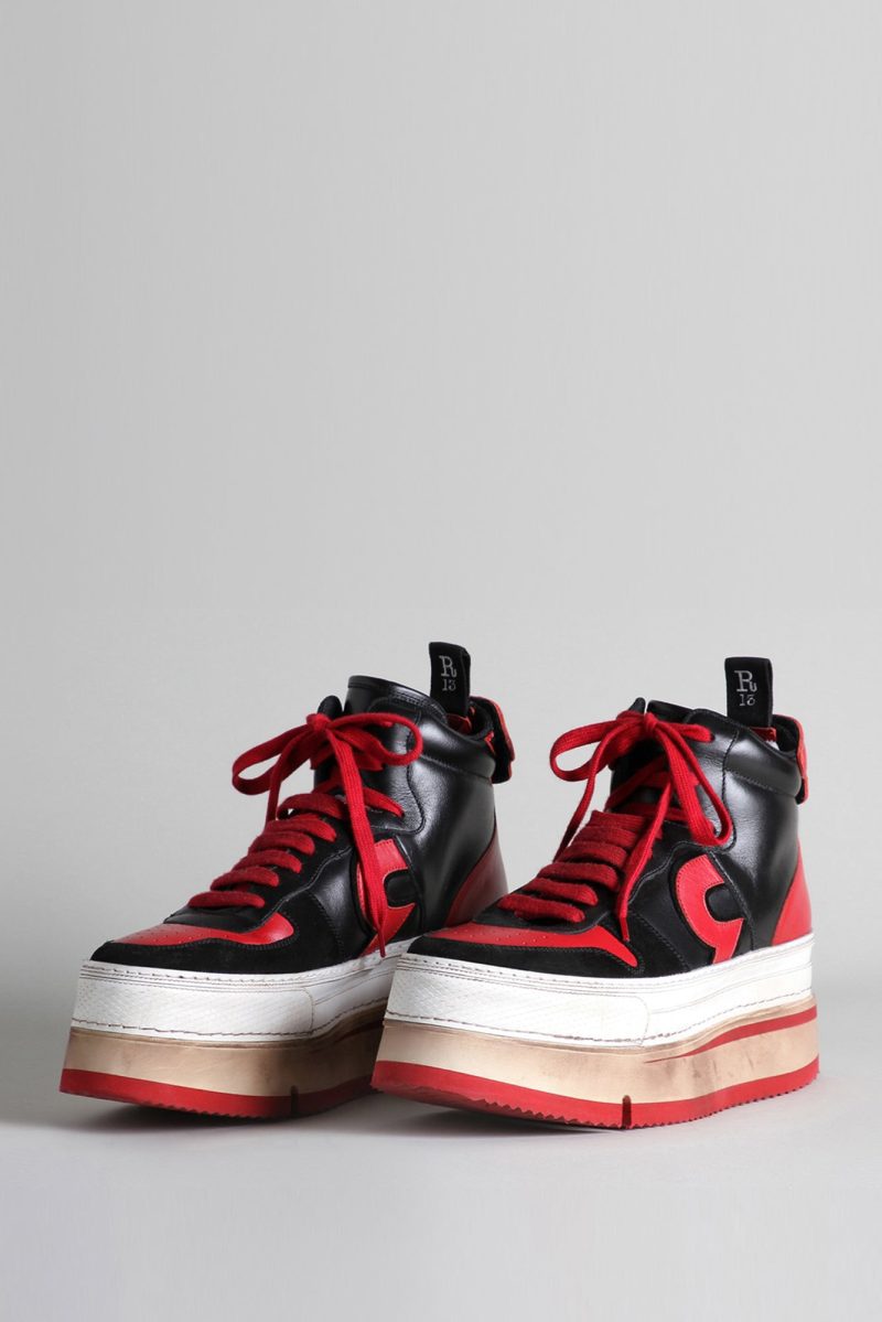 r13 riot leather high top red and black 34420160659625