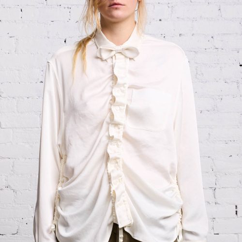 r13 shirred boyfriend shirt white 38213576163497