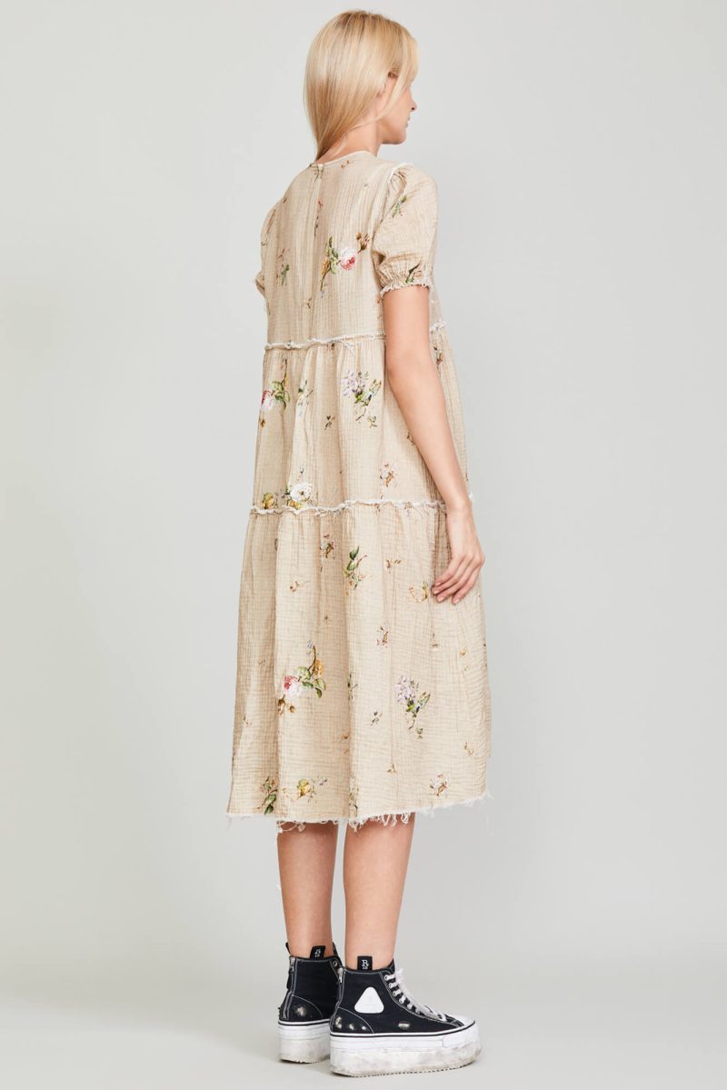 r13 shredded relaxed midi floral on khaki 37134553055401