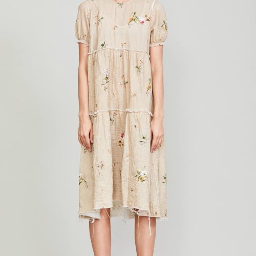 r13 shredded relaxed midi floral on khaki 37134553317545