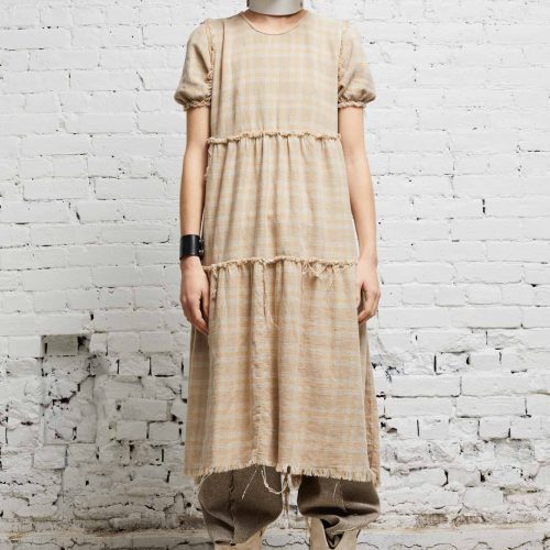 r13 shredded relaxed midi overdyed khaki plaid 38019651502249