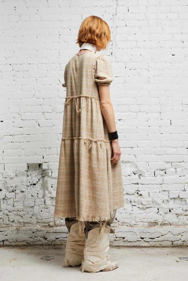 r13 shredded relaxed midi overdyed khaki plaid 38019651567785