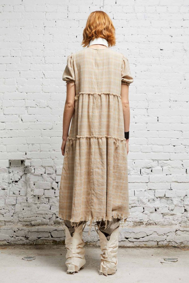 r13 shredded relaxed midi overdyed khaki plaid 38019651600553