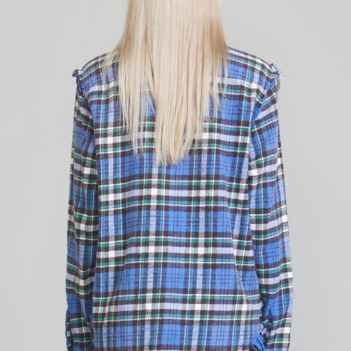 r13 shredded seam shirt blue green plaid 36319884345513