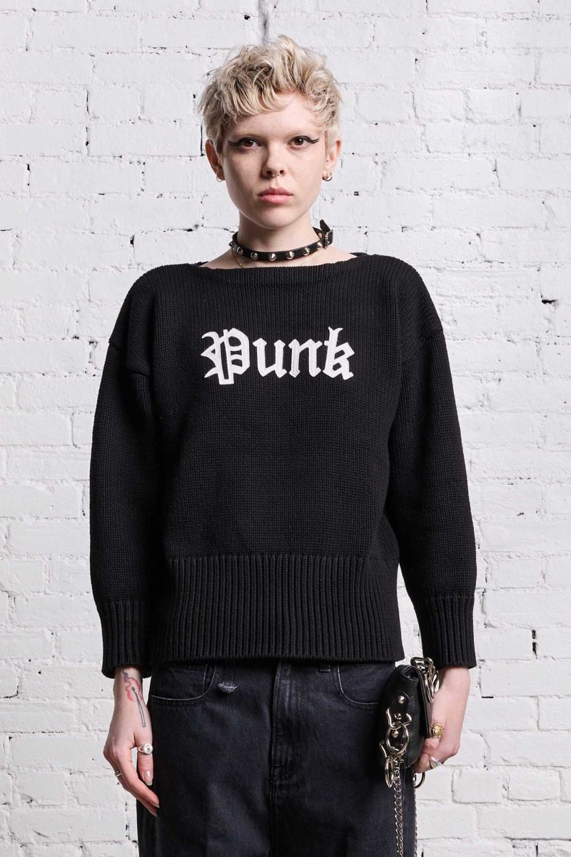 r13 shrunken punk sweater gothic black 38642308513961