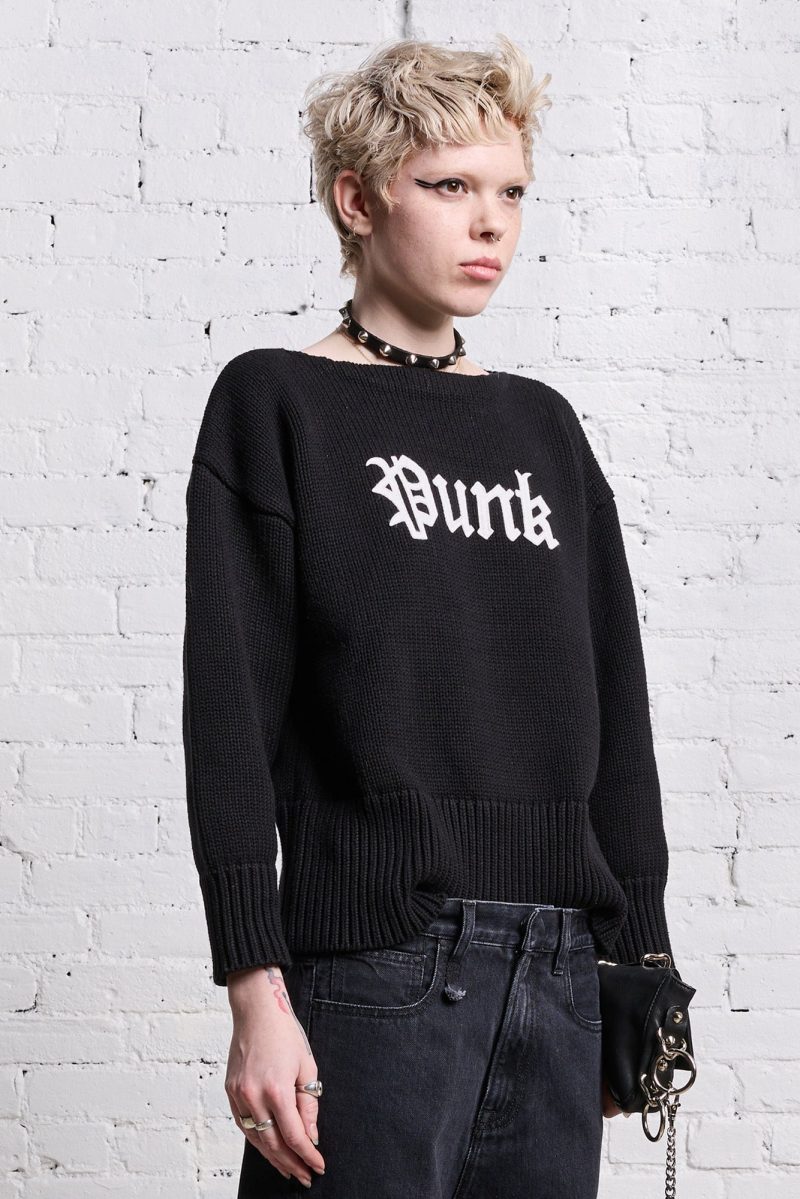 r13 shrunken punk sweater gothic black 38642308579497