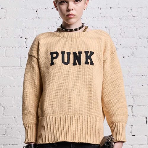 r13 shrunken punk sweater vintage beige 38642308317353