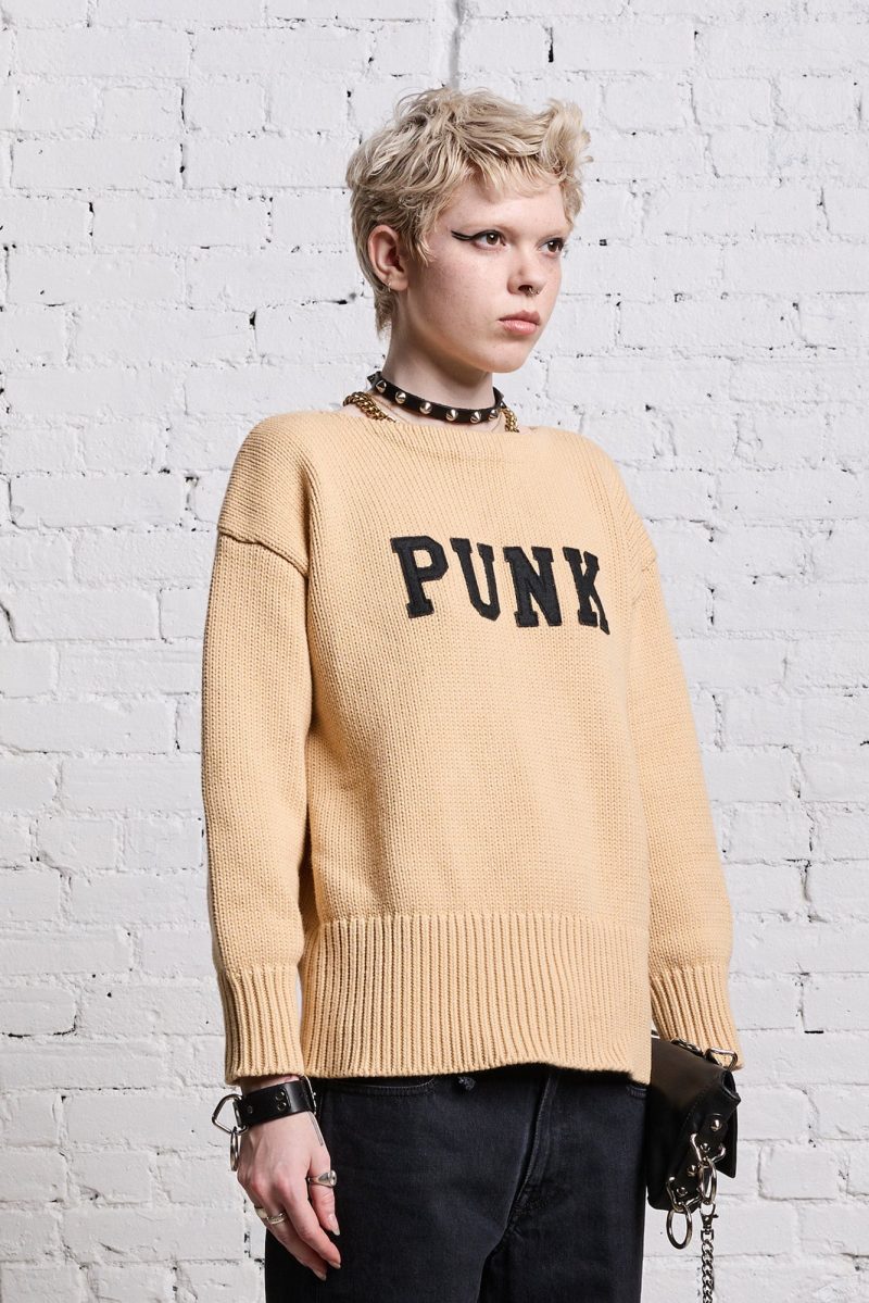 r13 shrunken punk sweater vintage beige 38642308350121