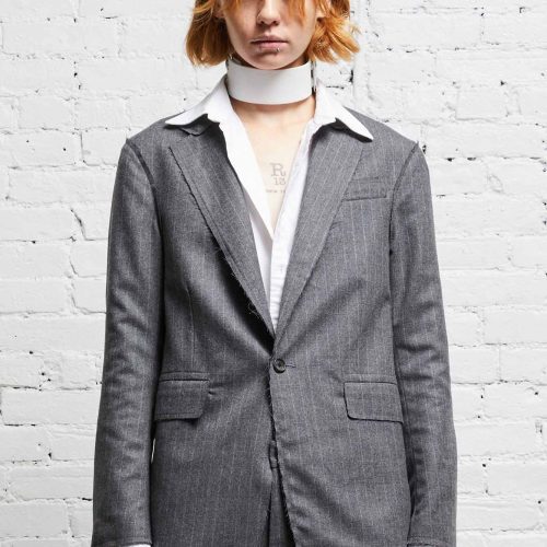 r13 shrunken raw cut blazer grey pinstripe 38019652092073