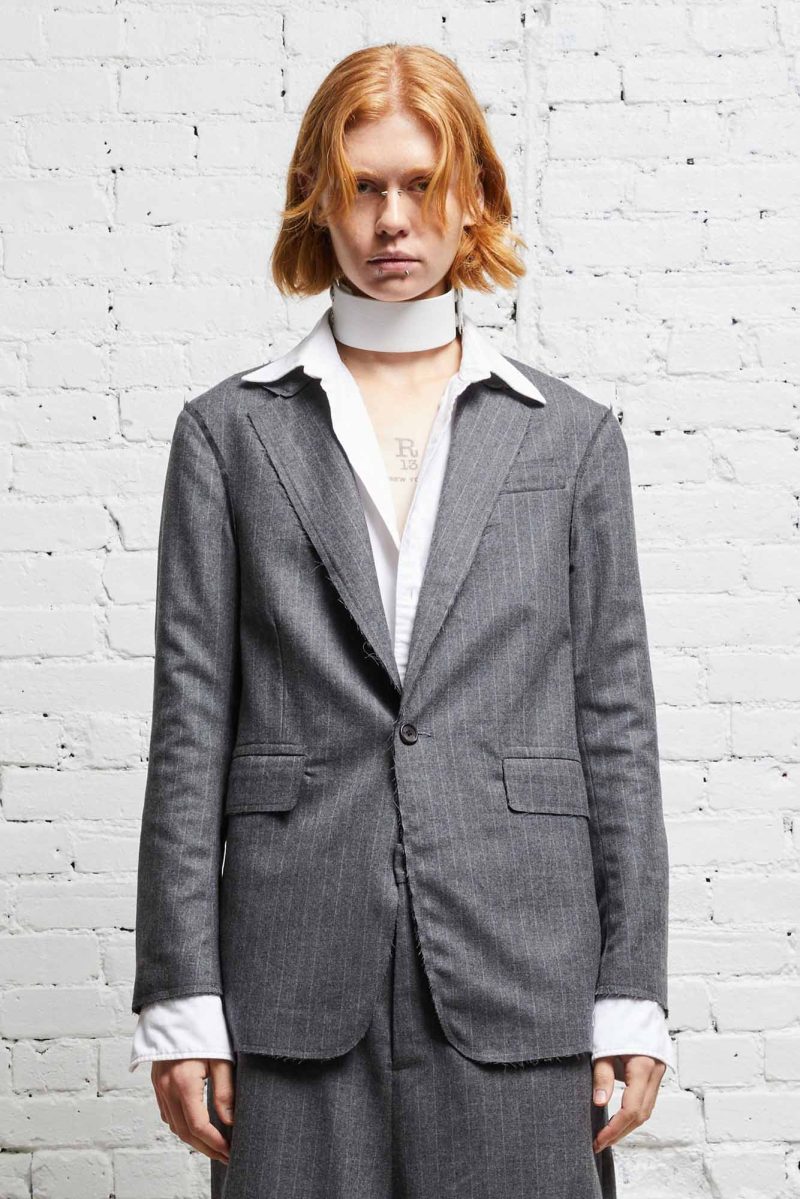 r13 shrunken raw cut blazer grey pinstripe 38019652092073