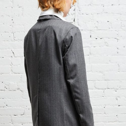 r13 shrunken raw cut blazer grey pinstripe 38019652157609