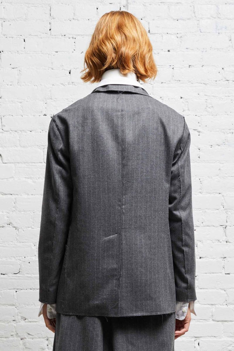 r13 shrunken raw cut blazer grey pinstripe 38019652190377