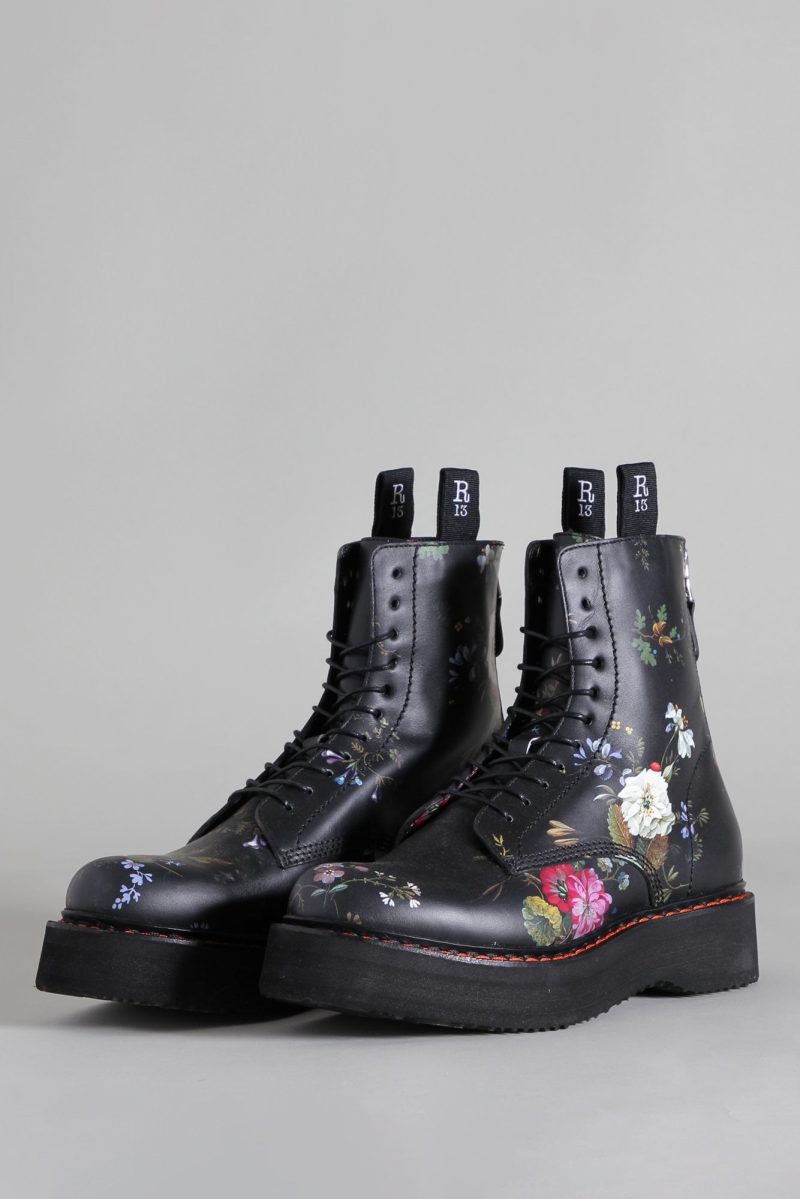 r13 single stack boot black floral 15450538901575