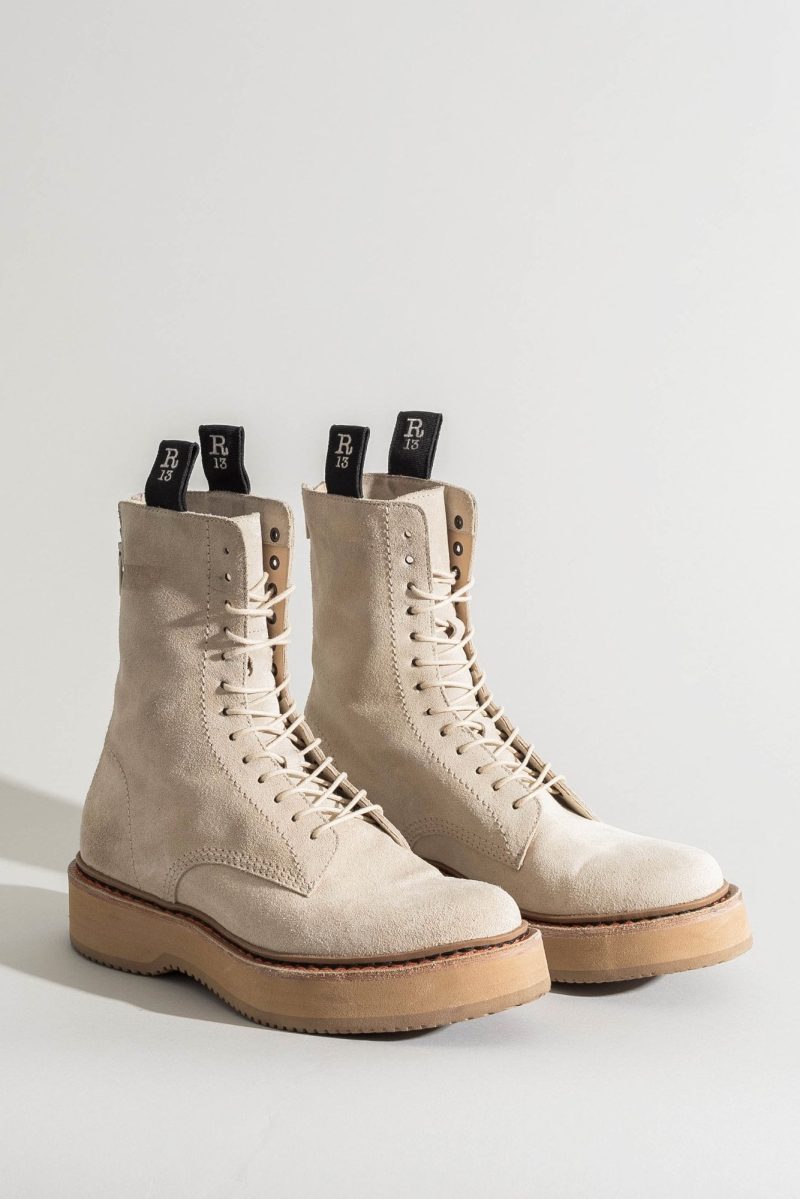 r13 single stack boot khaki suede 3764461502535