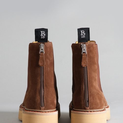 r13 single stack chelsea boot brown suede 32683687641257