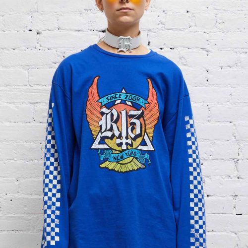 r13 skate long sleeve t blue 37614355611817