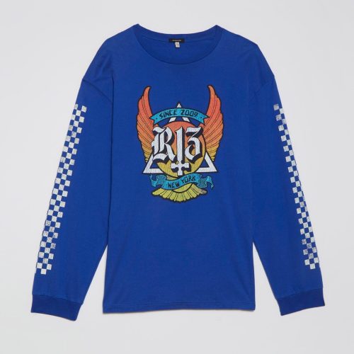 r13 skate long sleeve t blue 37614355775657