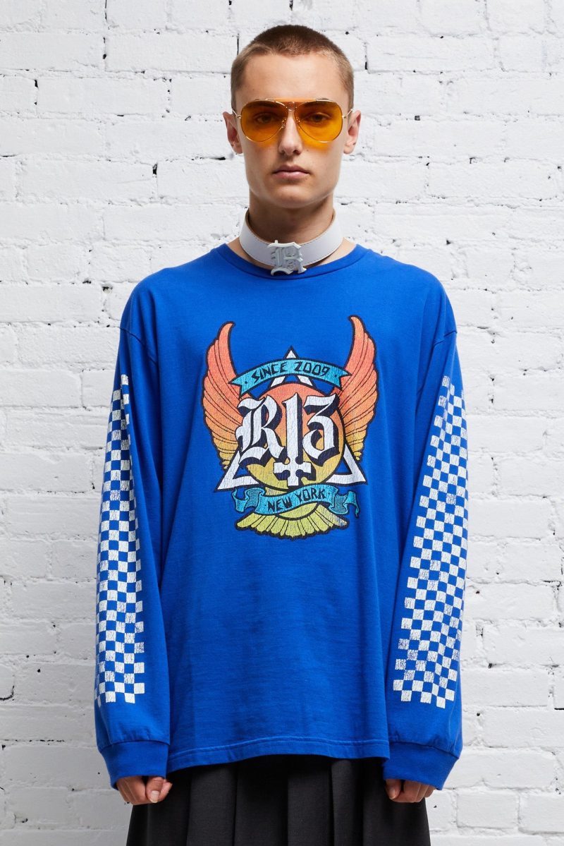 r13 skate long sleeve t blue 37701304909993