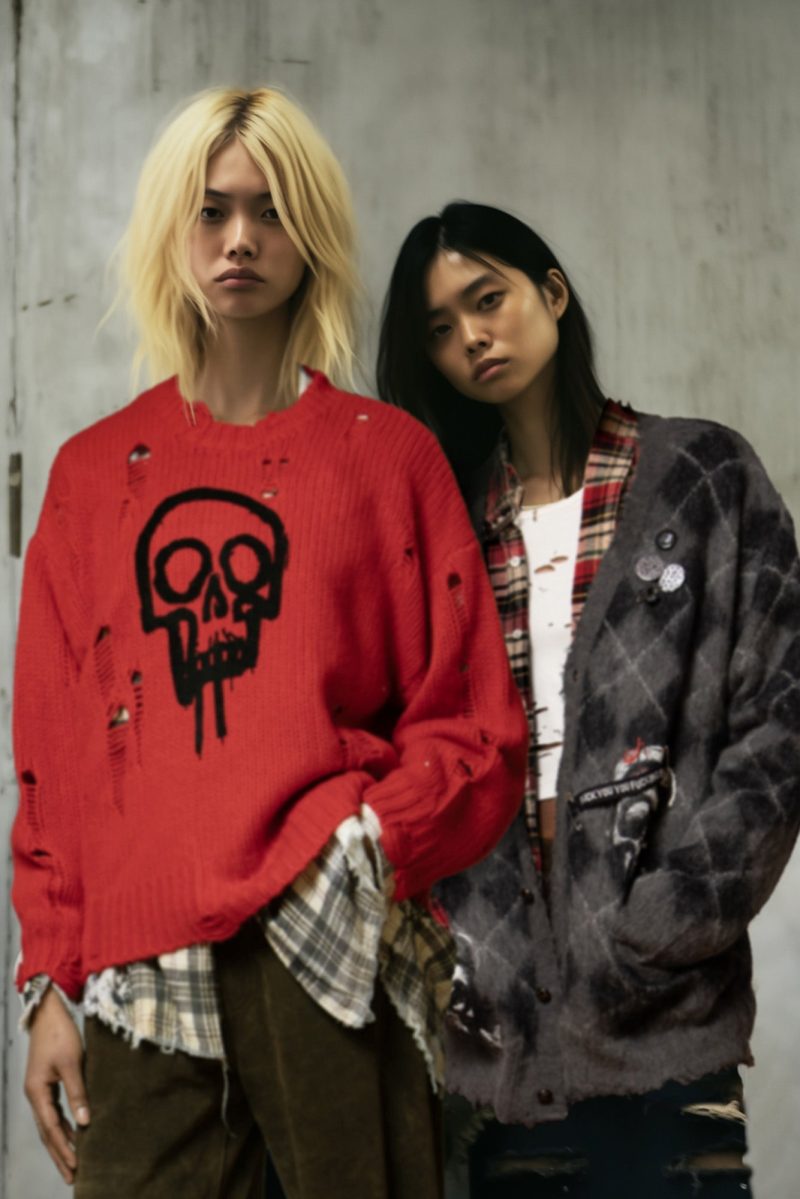 r13 skull drip sweater bright red 38602637410473