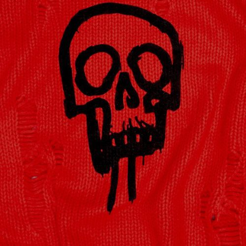 r13 skull drip sweater bright red 38602637476009