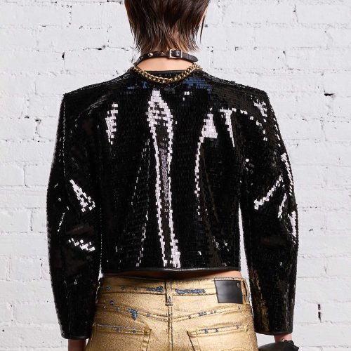 r13 square shoulder sequin jacket black 38642314018985