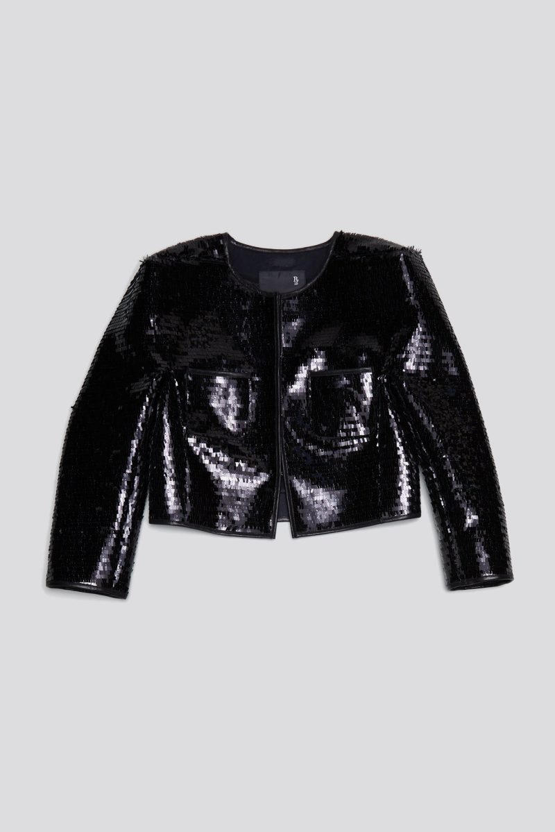 r13 square shoulder sequin jacket black 38642314150057