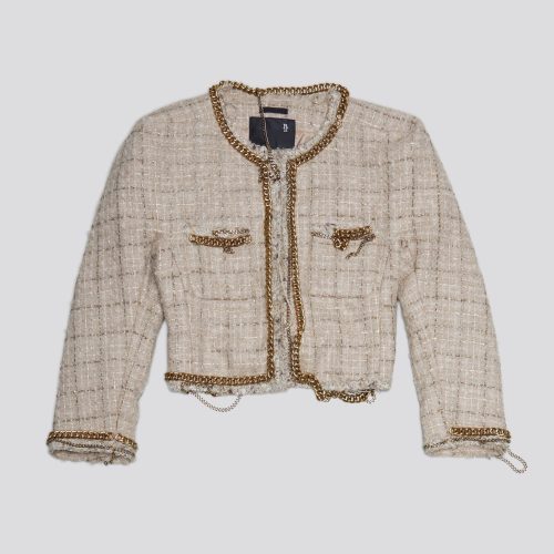 r13 square shoulder tweed jacket beige 38642314117289