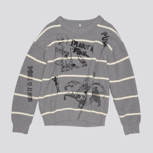 r13 striped boyfriend sweater heather grey 39716792402089