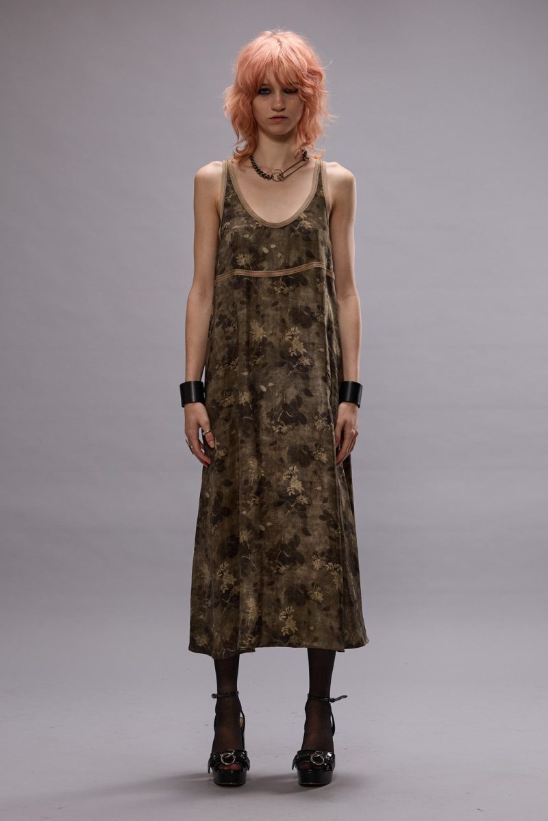 r13 taped tank dress olive floral 41013547729065