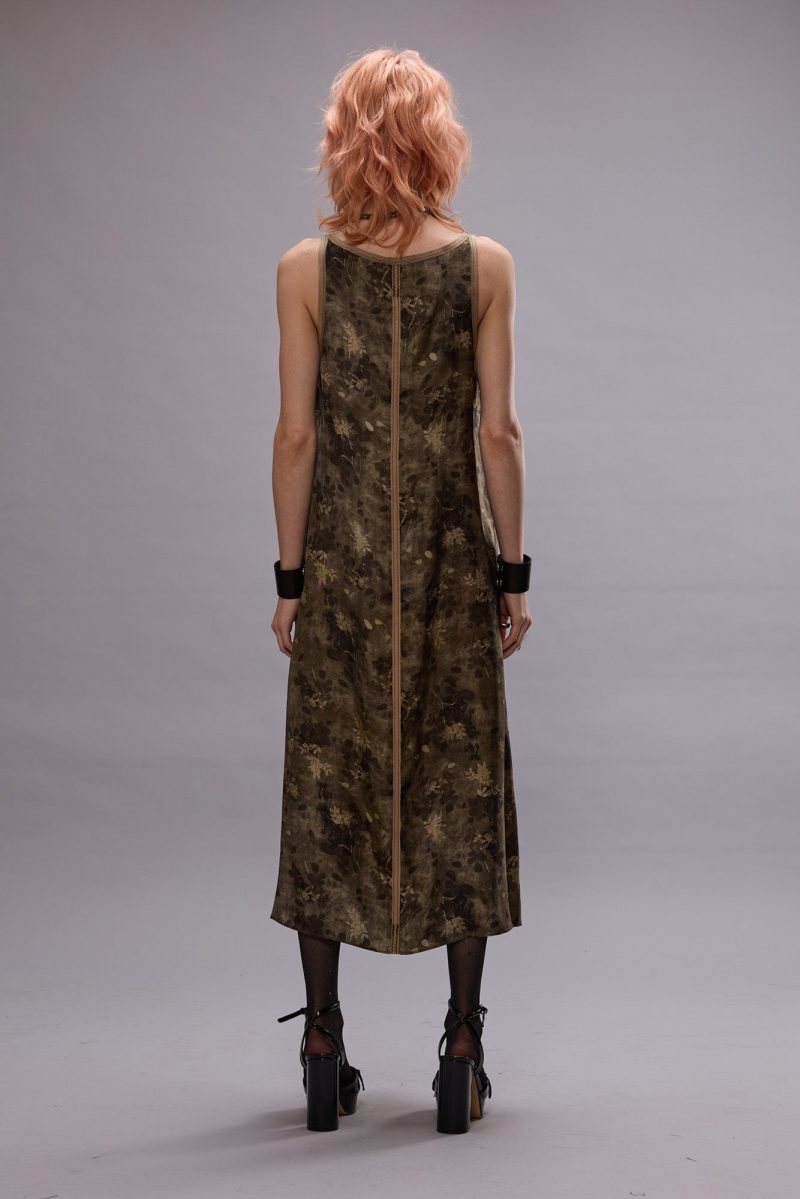 r13 taped tank dress olive floral 41013547761833