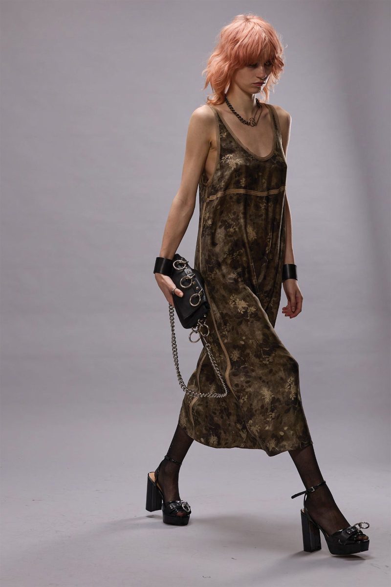 r13 taped tank dress olive floral 41013547794601