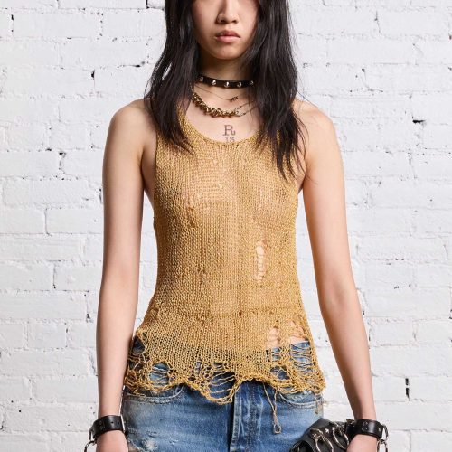 r13 threadbare tank top gold 38642315034793