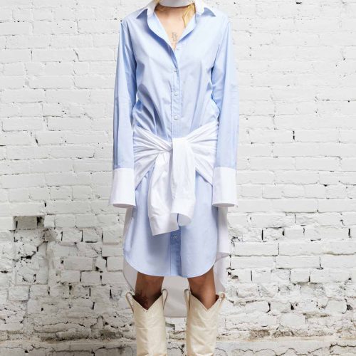 r13 tie shirtdress blue and white 38019654975657