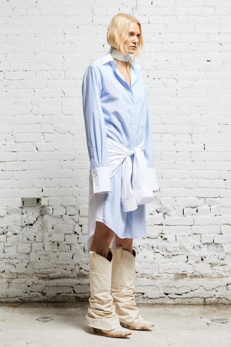 r13 tie shirtdress blue and white 38019655106729