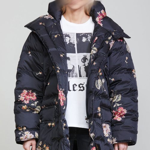 r13 upside down coat floral on black 36548016668841