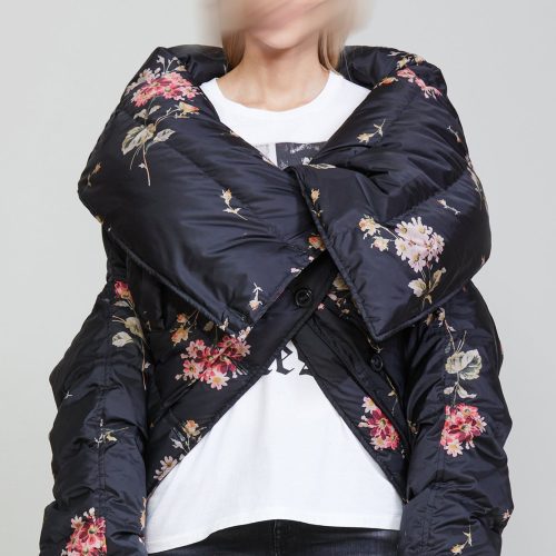 r13 upside down coat floral on black 36548016701609