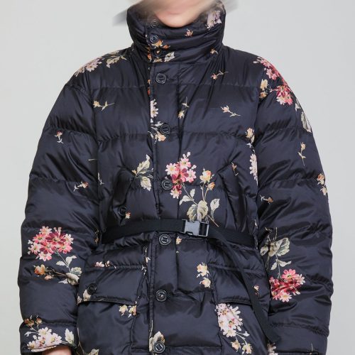 r13 upside down coat floral on black 36548016767145