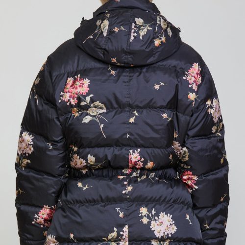 r13 upside down coat floral on black 36548525293737