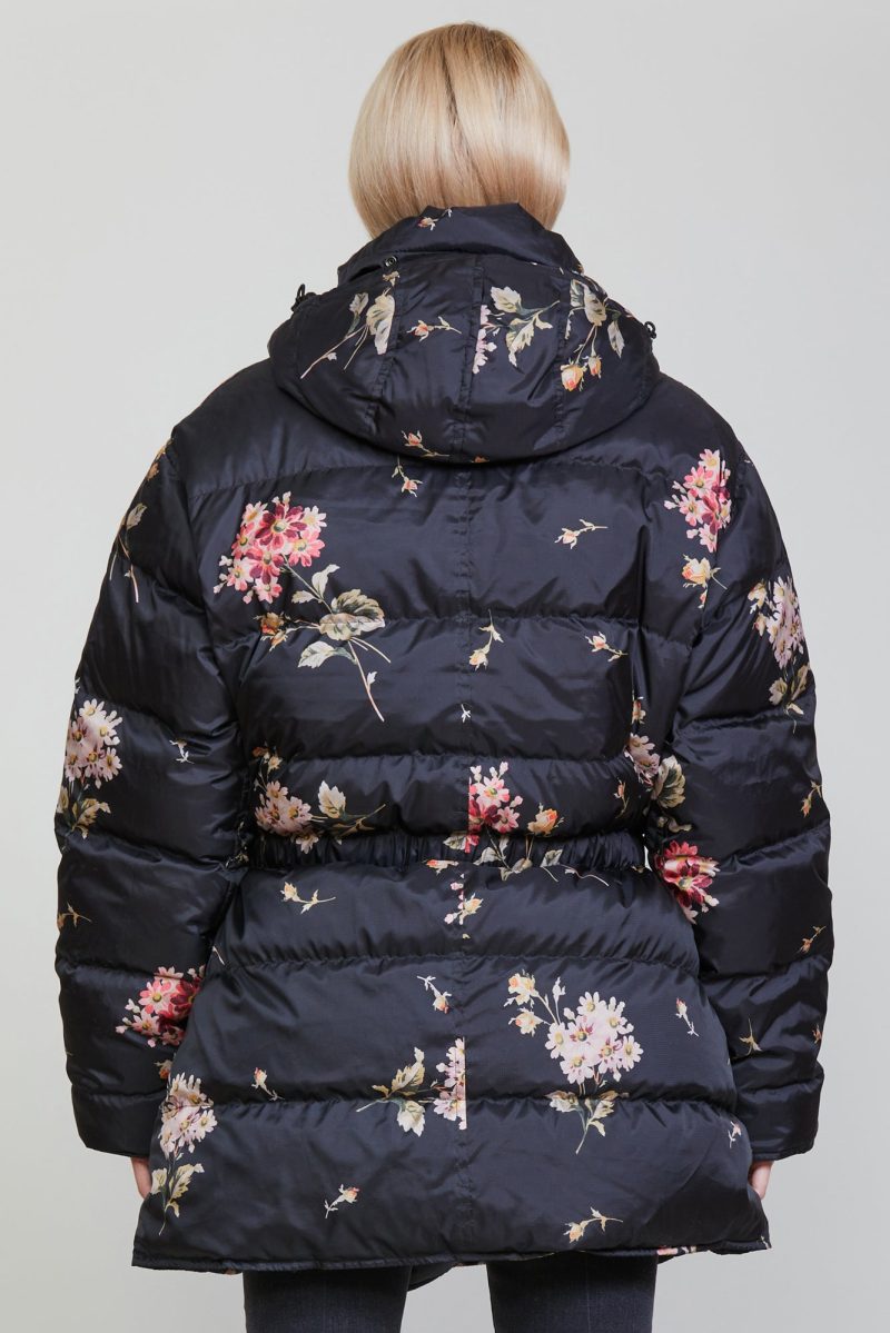 r13 upside down coat floral on black 36548525293737