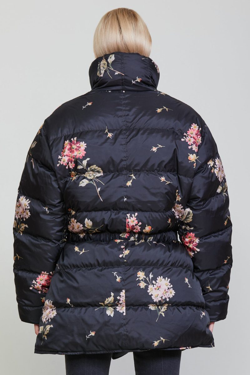 r13 upside down coat floral on black 36548525326505