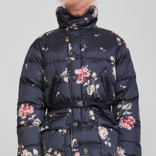 r13 upside down coat floral on black 36701827203241