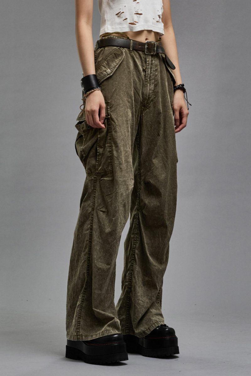 r13 wide leg cargo olive garment dye 38947031810217