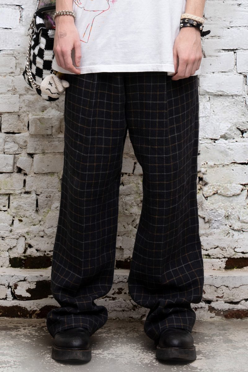 r13 wide leg trouser black plaid 37260158599337