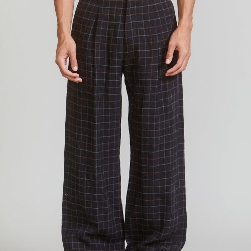 r13 wide leg trouser black plaid 37260158632105