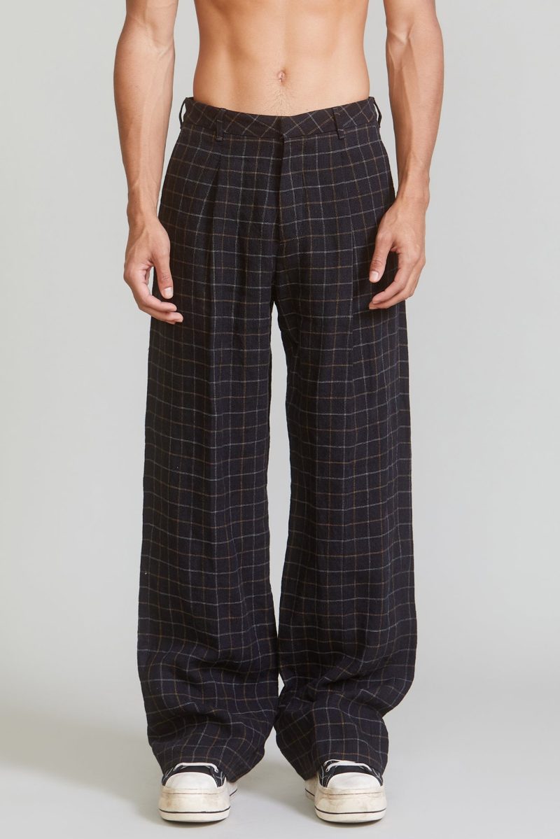 r13 wide leg trouser black plaid 37260158632105