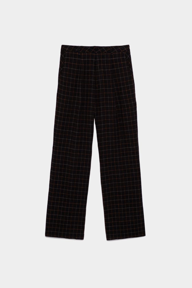 r13 wide leg trouser black plaid 37260158730409