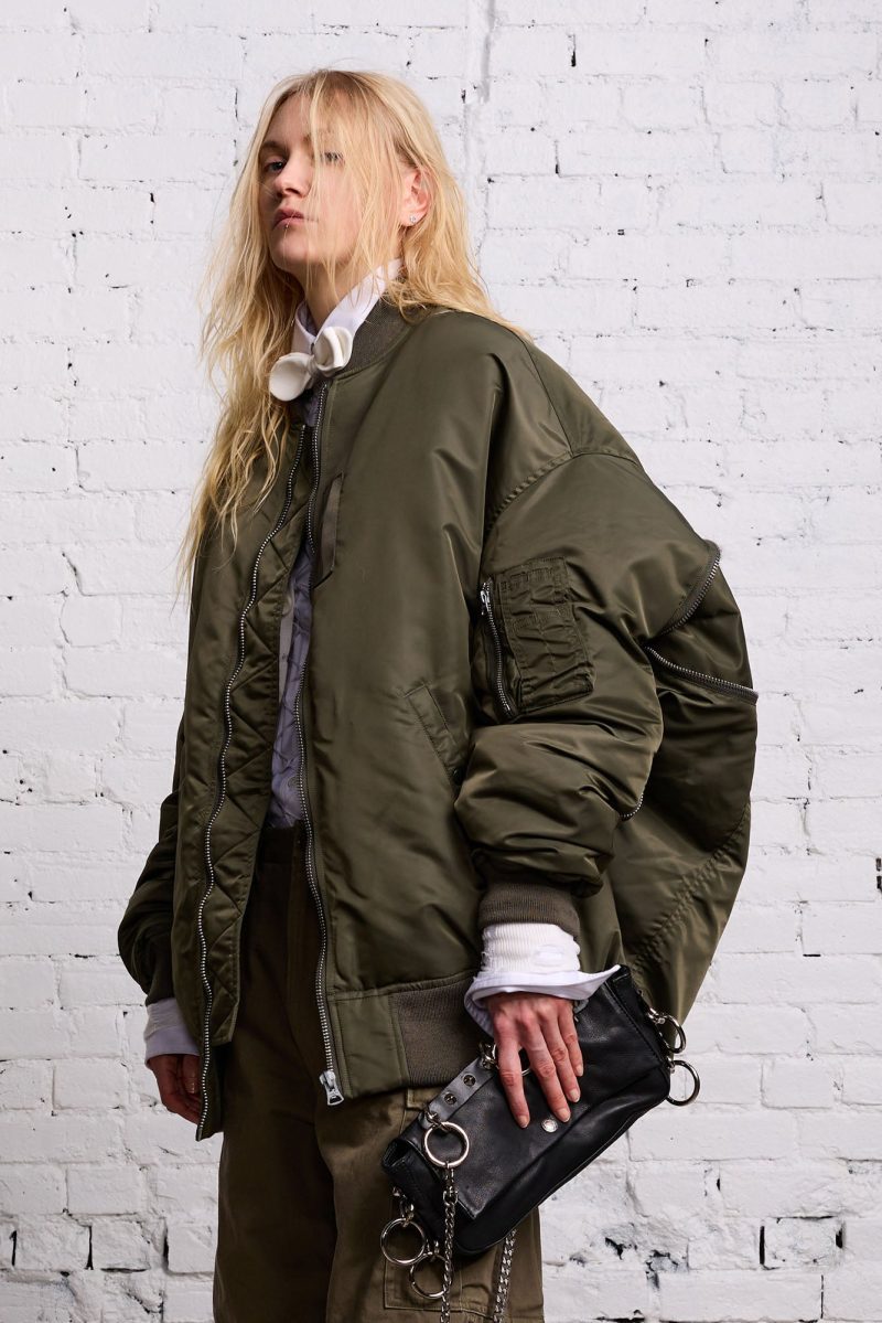 r13 zip out down bomber olive 38213580882089