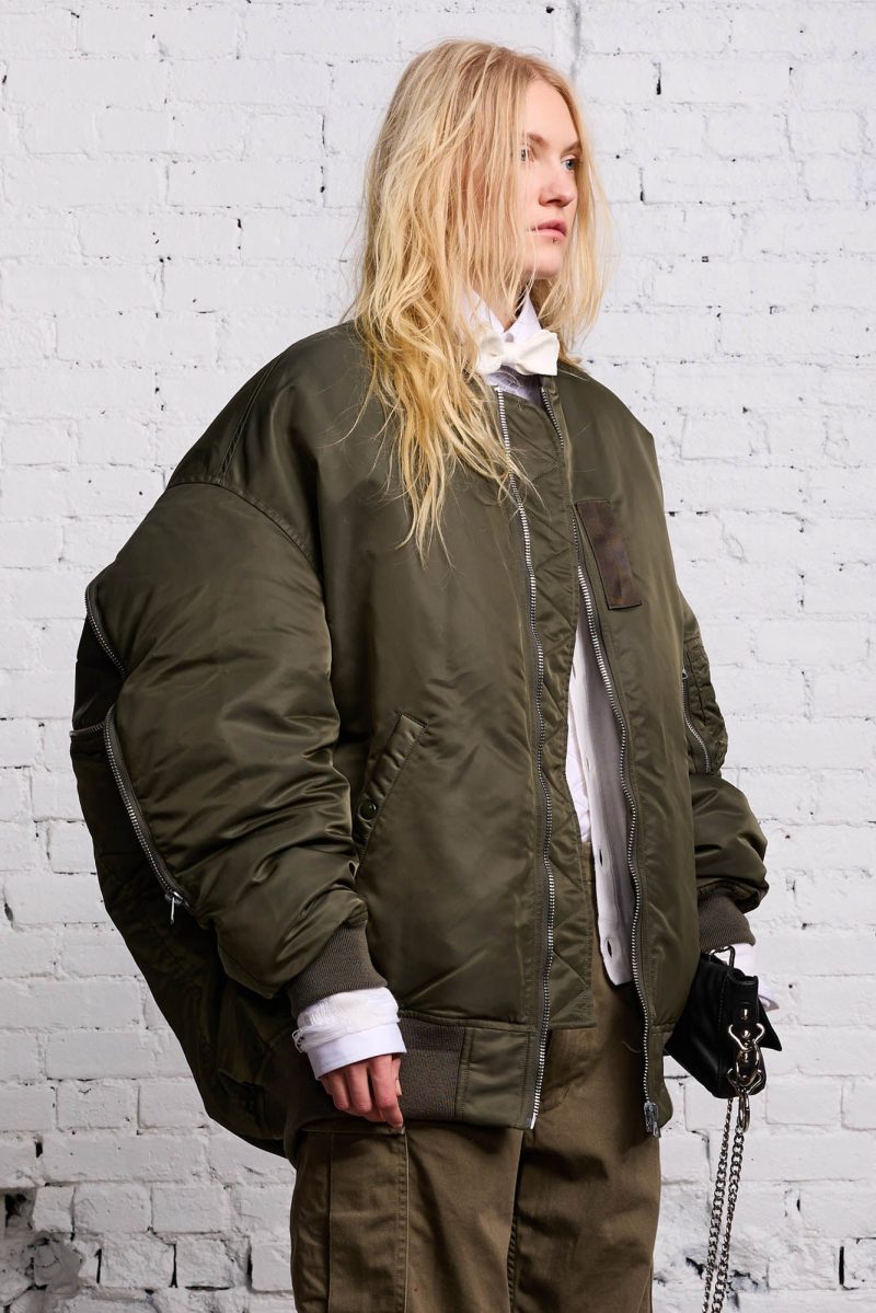 r13 zip out down bomber olive 38213580947625