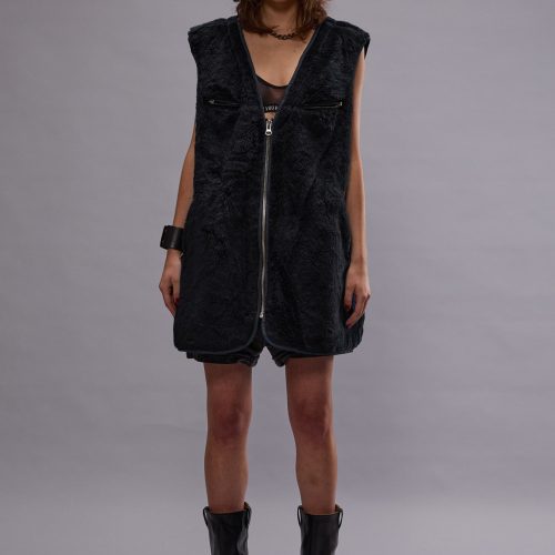 r13 zippered fur vest black 41031727612073